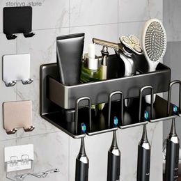 Toothbrush Holders Shaving Blade Holder Tidying Up The Bathroom Stainless Steel Space Aluminium Storage Simple Toothpaste Holder/toothbrush Holder Q231202