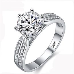 100% Real Natural 925 Sterling Silver Rings for Women 8mm Sona Cubic Zirconia Wedding Rings Fashion Jewellery ZLR0062673