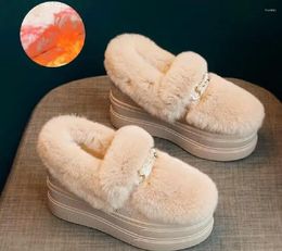 Сапоги Европейские и американские плюшевые туфли с высокой посадкой Зимняя одежда Универсальная кожаная меховая вставка Женская хлопковая обувь Sh