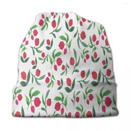 Berets Cherry Fruit Cute Fashion Bonnet Hat Knitted Casual Street Skullies Beanies Hats Unisex Summer Dual-use Caps