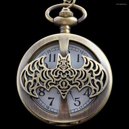 Pocket Watches Digital Display Hollow Out Bat Embossed Quartz Watch Vintage Steampunk Chain Men's Accessories Women's Jewellery Gifts