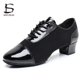 Dance Shoes Men Children Latin Salsa Dance Shoes Adult Kids Jazz Tango Dance Shoes Black Spliced Boys Ballroom Dancing Shoes Size 26-45 231202