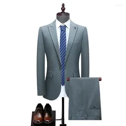 Men's Suits High-quality (Blazer Trousers) Italian Style Simple And Elegant Fashion Business Casual Wedding Gentleman Two-piece Suit