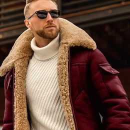 Men's Vests Fur Jacket Coat Autumn Winter MidLength Thicken Velvet Liner Loose Composite Leather Jackets Outdoor Waterproof Top 231201