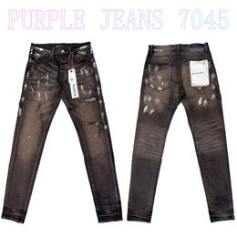 Mens Purple Jeans Designer Jeans Fashion Distressed Ripped Bikers Womens Denim cargo For Men Black Pants PU7045