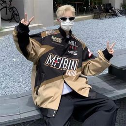 Men's Jackets American Street Men Motorcycle Baseball Suit Y2k Loose Retro Racing Suit Trendy Brand Casual Men and Women Jacket 231202