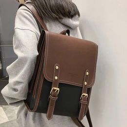 Backpack Retro Fashion Woman Pu Leather Big School For Teenagers Girls 2023 Simple Designer Hand Shoulder Most Bags