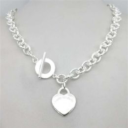 Sterling silver 925 classic fashion heart tag pendant ladies necklace Jewellery holiday gift 210929265G