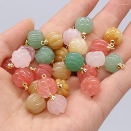 Charms Halloween Cute Pumpkin Pendant Natural Rose Quartz Yellow Jade For Jewelry Making Supplies DIY Necklace Earrings