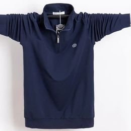 Men's Polos Men Polo Shirt Pure Cotton Men Business Casual Male Polo Shirt Autumn Long Sleeve Stand Collar Polo Shirt Plus Size 5XL 6XL 231202