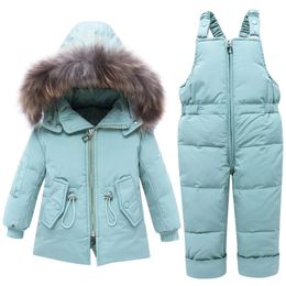 Пуховое пальто, коллекция 2023 года, зимний детский костюм для малышей, толстая теплая детская куртка, комбинезон, комплект детской одежды для девочек, зимний комбинезон для мальчиков 14 лет 231202
