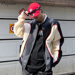Men's Jackets Moto Jackets Men Spliced Handsome American Streetwear Zip Up Vintage Sporty Baseball Y2k Clothing Chaquetas Cool Hip Hop Fashion 231202