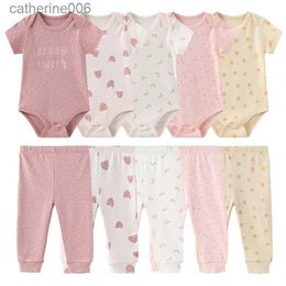 Clothing Sets 6/9/10Pieces Cartoon Bodysuits+Pants Unisex Cotton Baby Girl Clothes Short Sleeve Newborn Baby Boy Clothes BebesL231202