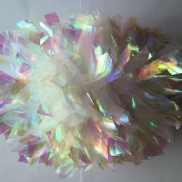 Cheerleading Cheerleader Pom poms Baton Handle Fire /Rainbow Colour Fully Shinny Competion Poms 231201