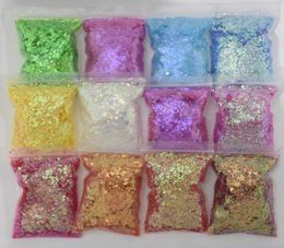 200g/Bag Gradient Nail Glitter Sequins Stickers Holographic Paillette 3D Sparkly Glitter Flake Slice Manicure Tips Decor *7987185
