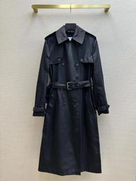 Women's Trench Coats 2023 Long Windbreaker Coat Back Heavy Industry Organ Pressure Pleated Design Can Be Handsome And Elegant