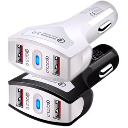 Universal Fast Quick Charging LED Dual USB Ports Car Charger 36W Power Adapters For Ipad 2 3 IPhone 11 12 13 14 15 Samsung Xiaomi Huawei Android phone With Box