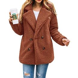 Winter Jacket Women 2023 Fashion Winter Flip Collar Zipper Artificial Long Wool Extra Large Jacket Coat 846