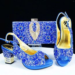 Dress Shoes Haniye Royal Blue Peep Toe Daily Or Party Bag Set For Women Wedding Bride