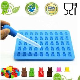 Baking Moulds Mods Sile Forms Mould Gummy Bear Shape Mod Jelly Cake Candy Trays With Dropper Rubber Chocolate Maker Drop Delivery Hom Dhaeh