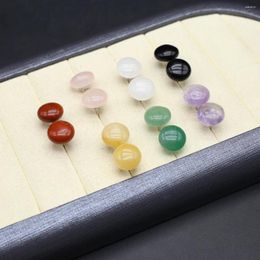 Stud Earrings Fashionable Round Beads Natural Crystal Jade Charming Jewelry Unisex Accessories Gifts For Men And Women 1 Pair