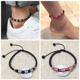 Anklets Women Men Beach Leather Beads Rope Chain Cuff Anklet Bracelet Jewelry Barefoot Accessories210r