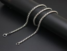 10pcs 3mm Stainless Steel box Necklace Chain For women men locket pendant9545686