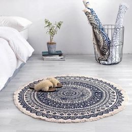 Carpets 2023 Moroccan Round Rug Bedroom Bohemian Tassel Style Cotton Hand-woven Ethnic Classic Tapestry Sofa Floor Mat