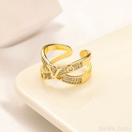 Luxury Jewelry Designer Rings For Women Letter Gold Plated Diamond Ring Engagement Ring Love Ring Wedding Party Gift