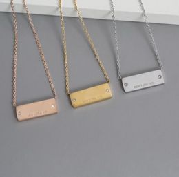 Europe America Fashion Style Lady Women 18K Gold Chain Necklace Engraved Double Diamond Square Pendant 3 Color2529791