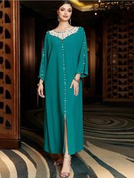 Ethnic Clothing Eid Muslim Split Hem Dress For Women Abaya Diamond Jalabiya Morocco Party Dresses Dubai Abayas Kaftan Vestidos Arab Long