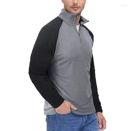 Men's Hoodies Long Sleeve Zipper High Neck Sport Casual Sweatshirt Men Fashion Pullover Color Matching Standing Collar Outdoor Sweater