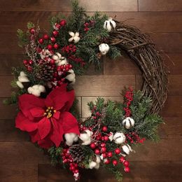 Decorative Flowers Wreaths Christmas Wreath Artificial Plant Rattan Circle For Holiday Home el Shop Wall Decor Simulation Flower 231202