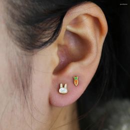 Stud Earrings Arrived Real 925 Sterling Silver Mini Carrot Shap Earring With Gold Plated Animals Jewellery For Women