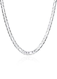 Plated sterling silver necklace 20 inches men039s 6M flat three room one chain DHSN032 Top 925 silver plate Chains Necklac6992111