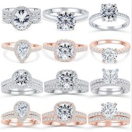 33 Style Classical Fashion Jewellery 100% Soild 925 Sterling Silver White Topaz CZ Diamond Gemstones Women Wedding Ring Nev291q