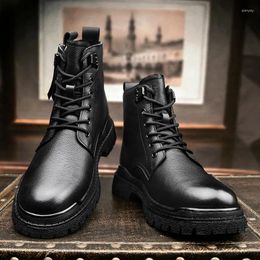Boots Genuine Leather Desert Tactical Military Male Shoes Warm Winter For Men 2023 Fashion Men's High Top Hiking