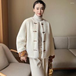 Women's Fur Family Teddy Bear Coats Outline Single Breasted Grass Coat Autumn/Winter 2023 Flocking High Version T959