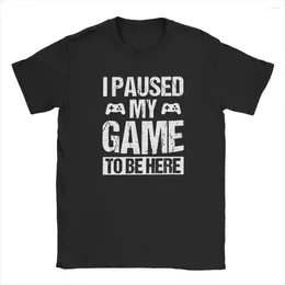 Men's T Shirts I Paused My Game To Be Here Vintage Funny Shirt Gamer Gaming Player Humor Tee Tops For Men Clothes Casual Graphic