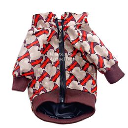 Designer Dog Clothes Brand Dog Apparel Classic Letter Pattern Dog Winter Coat Warm Pet Jackets Cold Weather Windproof Dog Outerwear for Small Medium Dog Brown S A829