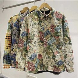 Men's Jackets Spring Autumn Retro Lapel Floral Embroidered Jacket Fashion Casual Loose High Street Overcoat Men Tops Male Clothes