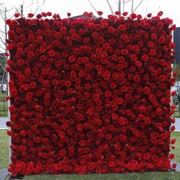 5D red Rose Peony Hydrangea Cloth Roll Up Flower Wall Fabric Hanging Curtain Plant Wall Event Party Wedding Backdrop Deco Prop 32