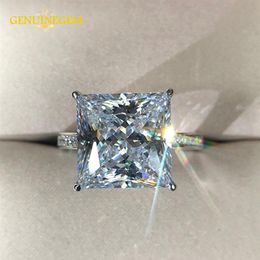 Jewepisode Real Silver 925 Jewelry 12MM lab Moissanite Diamond Wedding Engagement Rings For Women Party Valentines Ring Gifts T200238S