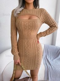 Urban Sexy Dresses Bodycon Mini Dress Women Knit Sweater Sexy Cut Out Long Sleeve Slim Fit Knitted High Waist Jumper Autumn Bandage Sexy Vestido T231202