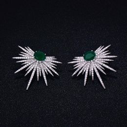 GODKI Brand New Fashion Popular Luxury Crystal Zircon Stud Earrings Spark Shape Flower Earrings Fashion Jewelry for women CX202583
