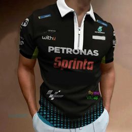 Men's T-shirts 2023/2024 New F1 Formula One Racing Team Polos Yamaha Zipper Polo Motorcycle Shirt Blue Summer Sweatshirt Breathable Oversized Tops Crdg