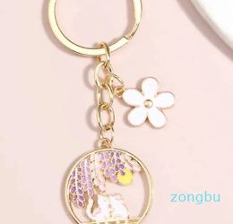 Keychains Lanyards Cute Animal Keychain Flower Moon Cat Key Ring Key Chains Friendship Gifts For Women Men Handbag Accessorie Jewelry