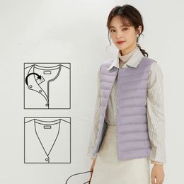 Women's Vest Sleeveless Puffer Ultra Light Down Women Two Ways Waistcoat Portable Warm Winter Liner 231201