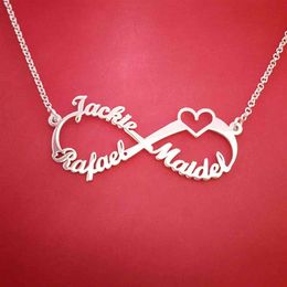 Stainless Steel Custom Name Necklace Personalized Rose Gold Silver Infinity Pendant Friendship Necklace Jewelry Friend Gift 211123319c