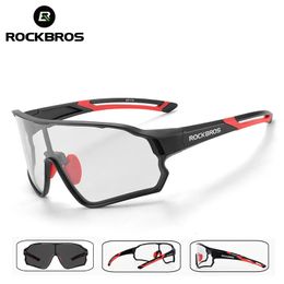 Outdoor Eyewear ROCKBROS Pochromic Bike Glasses Bicycle UV400 Sports Sunglasses for Men Women Anti Lightweight Hiking Cycling Glasses 231201